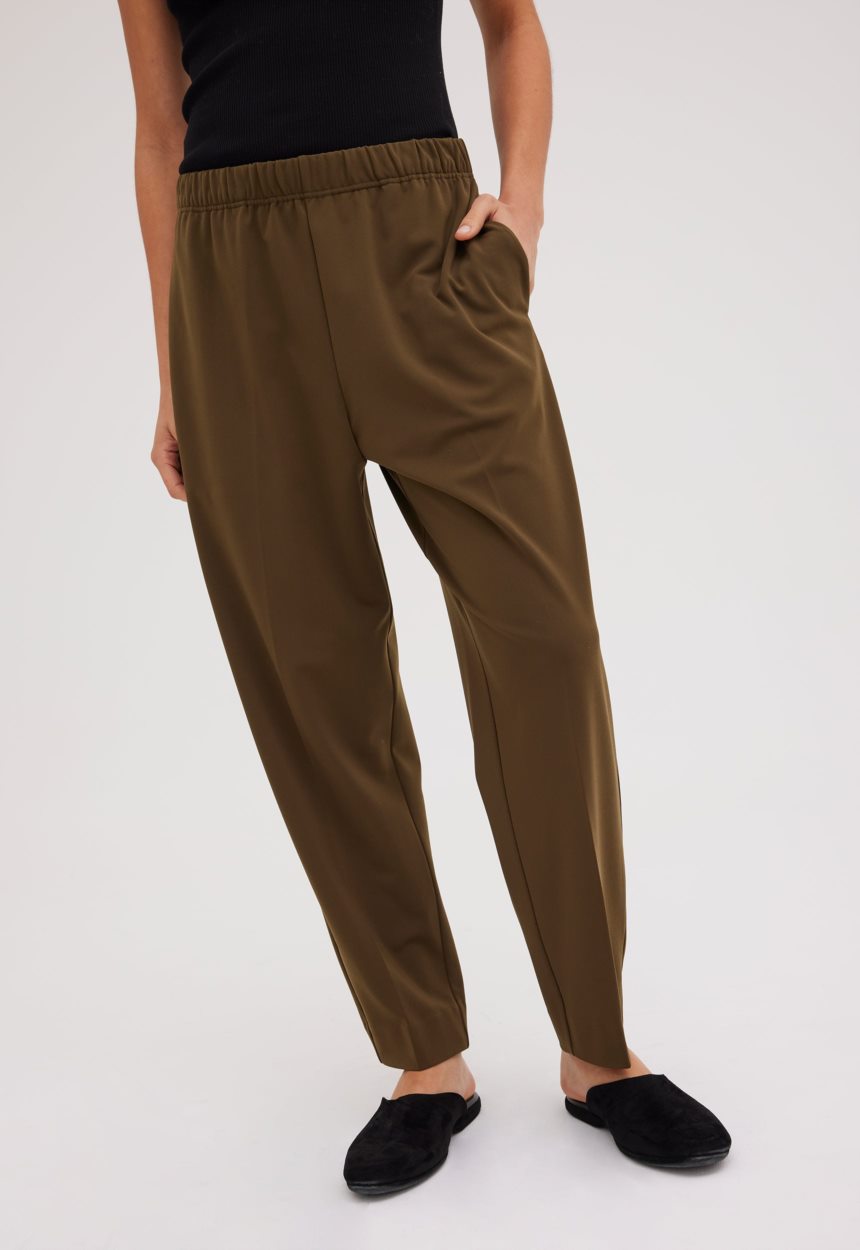 Jac + Jack Wells Elasticated Pant - Dark Olio Green